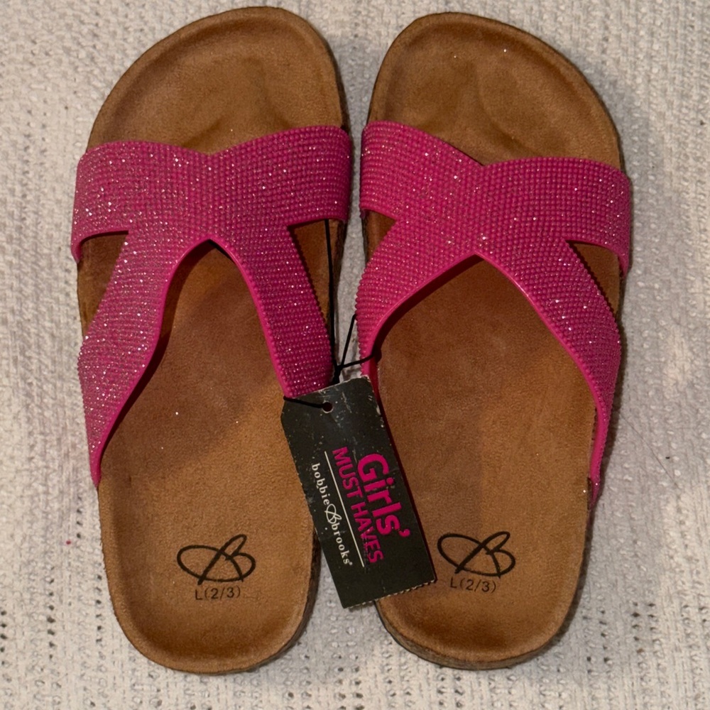 Bobbie Brooks Girls Sandals Size 2/3 Sparkly Pink
